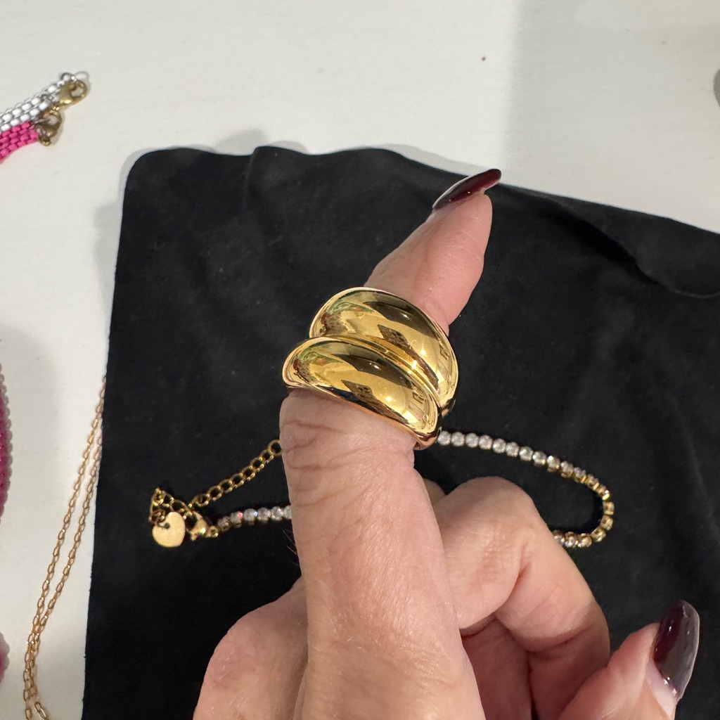 Double Band Look Gold Ring